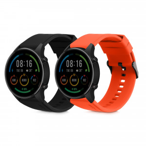 Set 2 Curele Kwmobile pentru Xiaomi Mi Watch Color Sport/S1 Active, Portocaliu/Negru, Silicon, 58971.04 - Img 1
