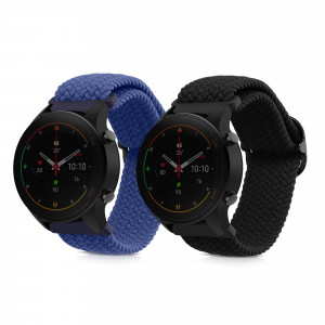 Set 2 curele kwmobile pentru Xiaomi Mi Watch Color Sport/Watch S1 Active, Nylon, Negru/Albastru, 59518.04 - Img 1
