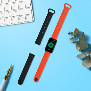 Set 2 curele kwmobile pentru Xiaomi Redmi Smart Band Pro, Silicon, Negru/Portocaliu, 57425.05 - Img 3