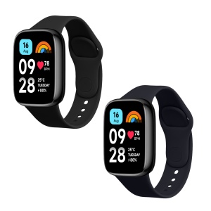 Set 2 Curele Kwmobile pentru Xiaomi Redmi Watch 3 Active, Negru/Albastru inchis, Silicon, KWM000024XY001C - Img 2