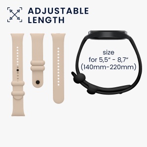 Set 2 Curele Kwmobile pentru Xiaomi Redmi Watch 4, Negru/Bej, Silicon, KWM000025BA002C - Img 6