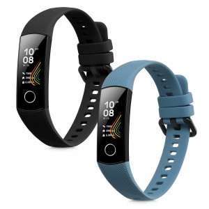 Set 2 Curele pentru Honor Band 5/Band 4, Kwmobile, Negru/Albastru, Silicon, 59596.02 - Img 2