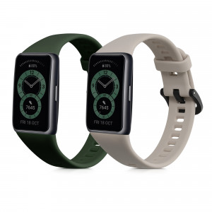 Set 2 Curele pentru Huawei Band 6, Kwmobile, Verde/Bej, Silicon, 59296.02 - Img 1