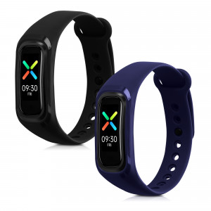 Set 2 Curele pentru Oppo Band Sport, Kwmobile, Negru/Albastru, Silicon, 57437.01 - Img 2