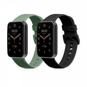 Set 2 Curele pentru Xiaomi Mi Band 7 Pro, Kwmobile, Negru/Verde, Silicon, 59602.02 - Img 1