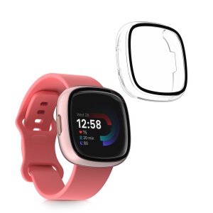 Set 2 Huse Kwmobile cu sticla securizata pentru Fitbit Versa 4/Sense 2, Transparent, Plastic, KWM000024UJ001C - Img 2