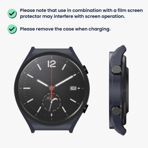 Set 2 Huse Kwmobile cu sticla securizata pentru Xiaomi Watch S1, Negru/Albastru inchis, Plastic, KWM000015ES003C - Img 6