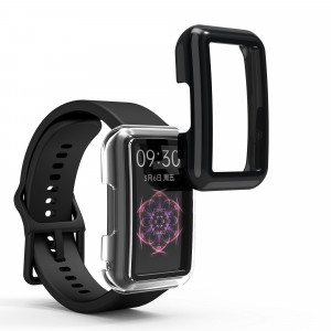 Set 2 huse kwmobile pentru OPPO Watch Free, Plastic, Negru/Transparent, 59315.01 - Img 2