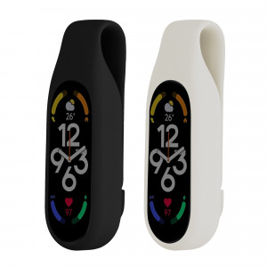 Set 2 Huse pentru Xiaomi Mi Band 7/Mi Band 6/Mi Band 5, Kwmobile, Negru/Alb, Silicon, 59313.03 - Img 2