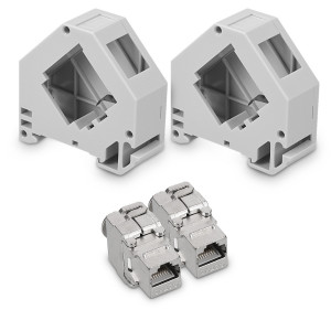 Set 2 Mufe CAT6A de 10 Gbit pentru cabluri Ethernet RJ45, Kwmobile, Gri, Metal, 47696.02 - Img 2