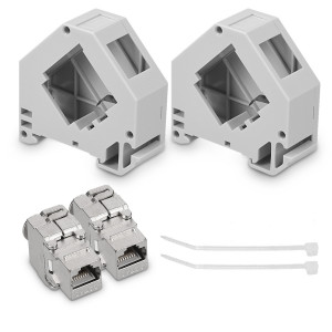 Set 2 Mufe CAT6A de 10 Gbit pentru cabluri Ethernet RJ45, Kwmobile, Gri, Metal, 47696.02 - Img 7