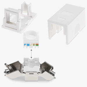 Set 2 Prize ecranate de retea RJ45 cu 2 module Keystone, Kwmobile, Alb, Plastic, 50453.02.02 - Img 4