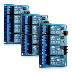 Set 3 Module releu cu 4 canale 5V pentru Arduino Raspberry Pi, Kwmobile, Multicolor, Componente electronice, 38814 - Img 1
