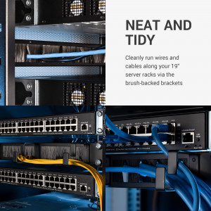 Set 3 Organizatoare pentru cabluri 1U 19", Kwmobile, Gri, Otel, 54407.03.01 - Img 3