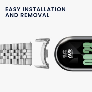 Set 4 Adaptori prindere curea de 14 mm Kwmobile pentru Xiaomi Mi Band 8, Negru/Argintiu, Otel, KWM0000256C001C - Img 4