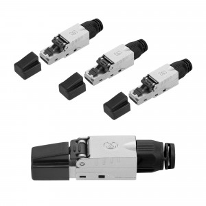 Set 4 Mufe CAT6A RJ-45 pentru cabluri Ethernet CAT6A ecranate, Kwmobile, Argintiu/Negru, Metal, 52520.04 - Img 2