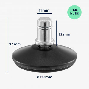 Set 5 Picioare pentru scaun de birou tija 11 mm, Kwmobile, Negru, Otel, 56094.02 - Img 5
