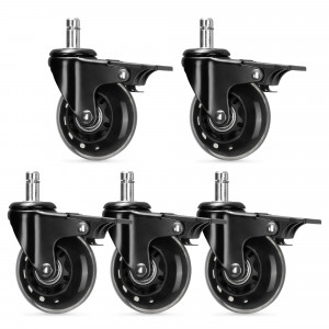 Set 5 Roti pentru scaun de birou tija 10 mm, Kwmobile, Negru, Poliuretan, 55603.01 - Img 2