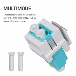Set 6 Mufe duplex pentru fibra optica de 62.5 microni, Kwmobile, Alb/Albastru, Plastic, 51090.02.06 - Img 3