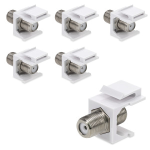Set 6 Mufe Tip F cu fixare pentru cabluri coaxiale DVB-S/DVB-S2, Kwmobile, Alb/Argintiu, Metal, 51085.02.06 - Img 1