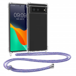 Bumper kwmobile pentru Google Pixel 6, Silicon, Transparent/Mov, 55596.108 - Img 1