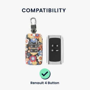 Husa Cheie Auto kwmobile pentru Renault/Dacia 4 Butoane - Keyless Go, Piele ecologica, Multicolor, 44637.70 - Img 4