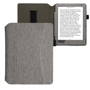 Husa cu buzunar Kwmobile pentru Kobo Aura H2O Edition 2, Gri deschis, Textil, 54137.25 - Img 2