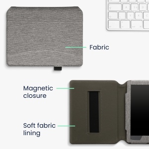 Husa cu buzunar Kwmobile pentru Kobo Aura H2O Edition 2, Gri deschis, Textil, 54137.25 - Img 6
