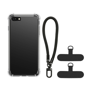 Husa Kwmobile cu jnur detasabil pentru Apple iPhone SE (2022)/iPhone SE (2020)/iPhone 8, Transparent/Negru, Silicon, KWM000022TJ001C - Img 2