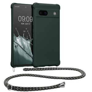 Husa Kwmobile cu jnur pentru Google Pixel 7a, Verde inchis, Silicon, KWM000019YH008C - Img 1