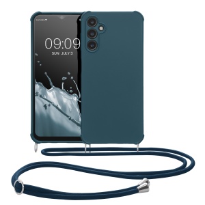 Husa Kwmobile cu jnur pentru Samsung Galaxy A14 5G, Albastru inchis, Silicon, 60819.17 - Img 2