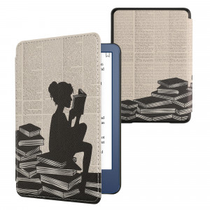 Husa Kwmobile pentru Amazon Kindle (2022), Alb/Negru, Piele ecologica, 59989.13 - Img 1