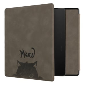 Husa Kwmobile pentru Amazon Kindle Oasis 10, Gri/Negru, Piele ecologica, KWM000014ND014C - Img 1
