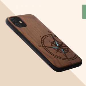 Husa kwmobile pentru Apple iPhone 11, Lemn, Maro/Albastru, 49799.15 - Img 8