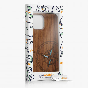 Husa kwmobile pentru Apple iPhone 12/iPhone 12 Pro, Lemn, Maro/Albastru, 52734.16 - Img 3