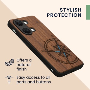 Husa Kwmobile pentru OnePlus Nord 3 5G, Maro/Albastru, Lemn, KWM0000204Y003C - Img 6