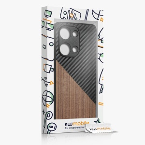 Husa Kwmobile pentru OnePlus Nord 3 5G, Maro/Negru, Lemn/Silicon, 61769.01 - Img 7