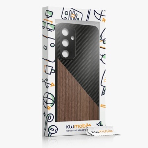 Husa Kwmobile pentru Samsung Galaxy A35, Maro/Negru, Lemn/Silicon, KWM000021QY001C - Img 7