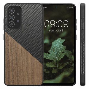 Husa Kwmobile pentru Samsung Galaxy A52/Galaxy A52 5G/Galaxy A52s 5G, Lemn, Maro/Negru, 58667.01 - Img 2