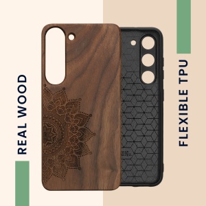 Husa Kwmobile pentru Samsung Galaxy S23, Maro, Lemn/Silicon, 61685.01 - Img 3