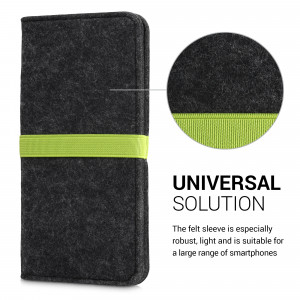 Husa Universala Kwmobile marime XL - 6,8 inch, Microfibra, Gri/Verde, 58046.03 - Img 3
