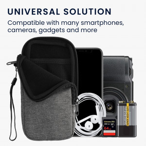 Husa Universala Kwmobile marime XL - 6,8 inch, Textil, Gri, 58228.4.19 - Img 5