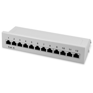 Patch Panel Cat6 cu 12 porturi RJ45 si montare pe perete, Kwmobile, Gri, Metal, 47695.02 - Img 1