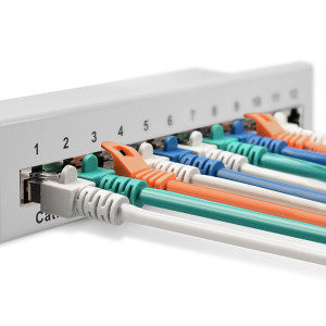 Patch Panel Cat6 cu 12 porturi RJ45 si montare pe perete, Kwmobile, Gri, Metal, 47695.02 - Img 3