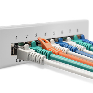 Patch Panel Cat6 cu 12 porturi RJ45 si montare pe perete, Kwmobile, Gri, Metal, 47695.03 - Img 3