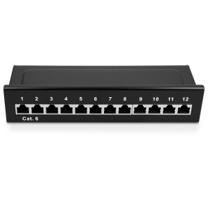 Patch Panel Cat6 cu 12 porturi RJ45 si montare pe perete, Kwmobile, Negru, Metal, 44493.02 - Img 2