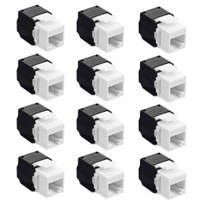 Set 12 Mufe CAT6 de 1 Gbit pentru cabluri Ethernet RJ45, Kwmobile, Negru/Alb, Plastic, 52518.12 - Img 1