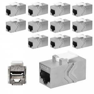Set 12 Mufe pentru cabluri Ethernet RJ45 si Cat 6A, Kwmobile, Argintiu, Metal, 52348.01.12 - Img 2
