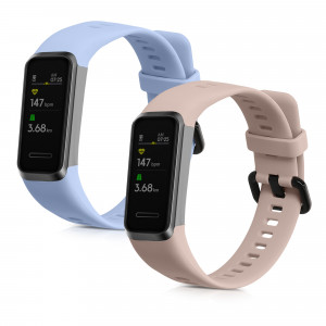 Set 2 curele kwmobile pentru Huawei Band 4, Silicon, Roz/Albastru, 59802.03 - Img 2