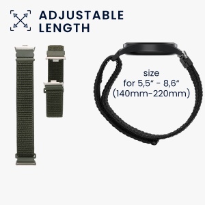 Set 2 Curele Kwmobile pentru Xiaomi Redmi Watch 4 / Band 8 Pro, Negru/Verde inchis, Nylon, KWM000025BE002C - Img 6